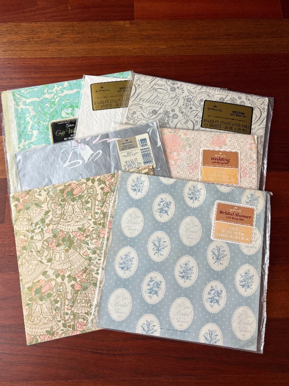 Vintage Hallmark and Gibson Wedding & Bridal Shower Gift Wrap Paper